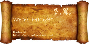 Vári Máté névjegykártya